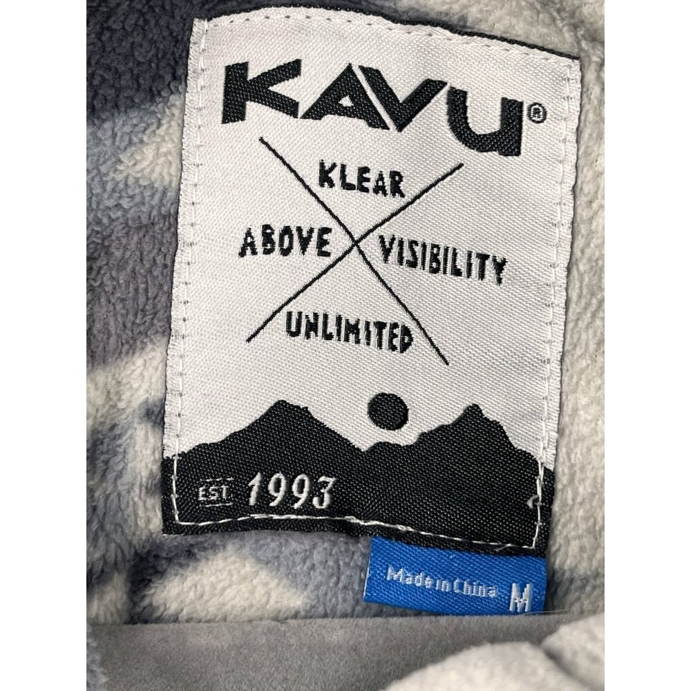 KAVU Men's Gray Aztec Geometric 1/4 Snap Popover Fleece Medium - Picture 3 of 6